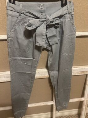 NWOT Vintage Women's Gray Tie-Waist Tapered Pants; Sz 0